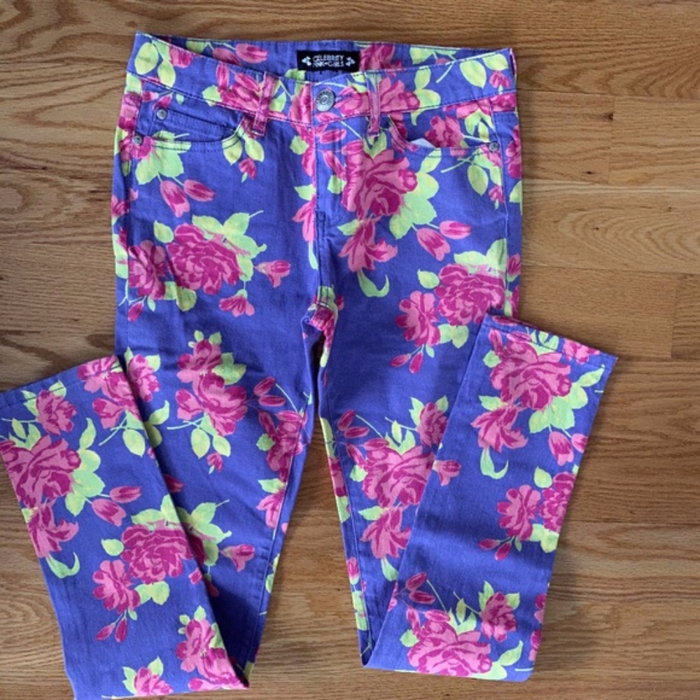Celebrity Pink NWOT Girls Floral Jeans (14)